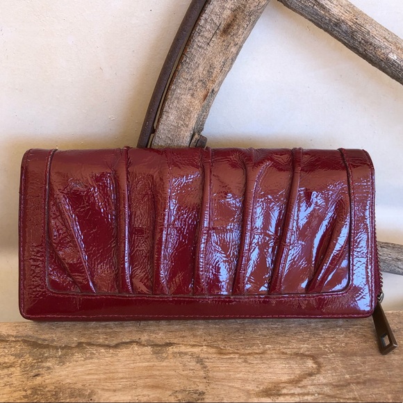 Nordstrom Handbags - SOLD—NORDSTROM Red Patent Leather Wallet Clutch